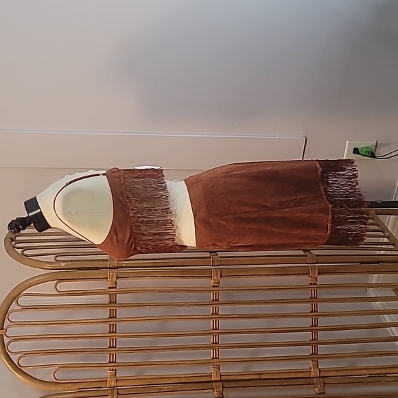 Cider brand brown skirt and crop top fringe set top small skirt large mini skirt - Picture 8 of 15